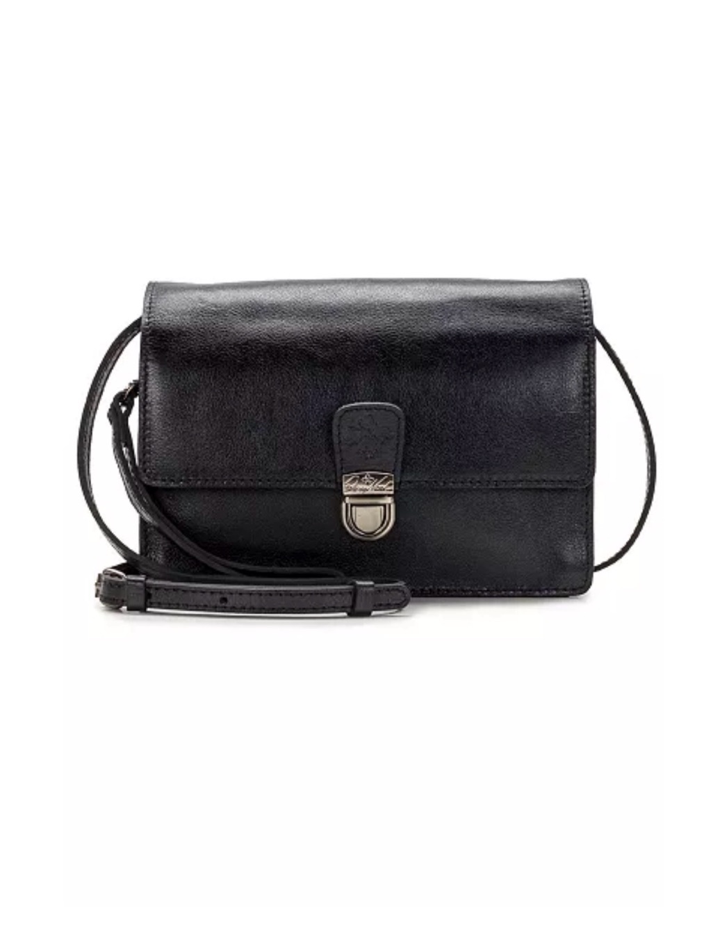 Patricia Nash Black Leather Lanza Flap Crossbody Bag